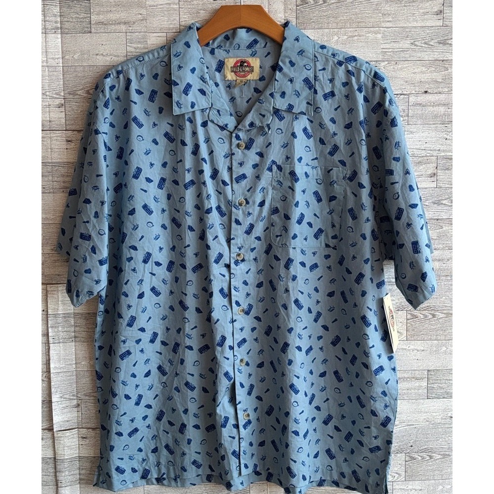 Shirt‎ Field & Forest Short Sleeve mens XL New Gift Blue camping Hawaiian